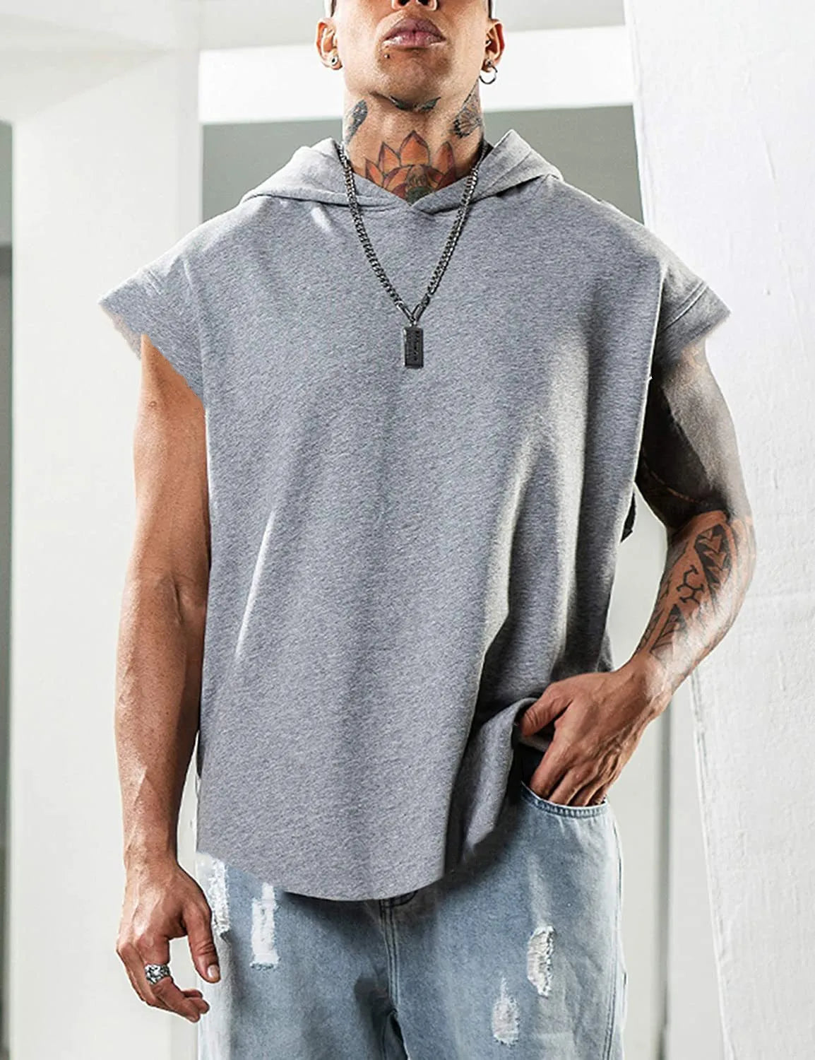 New Autumn Exercise Vest Oversized Fitness and Fitness  Skin-Friendly and Comfortable Sleeveless With Men's Hoodie