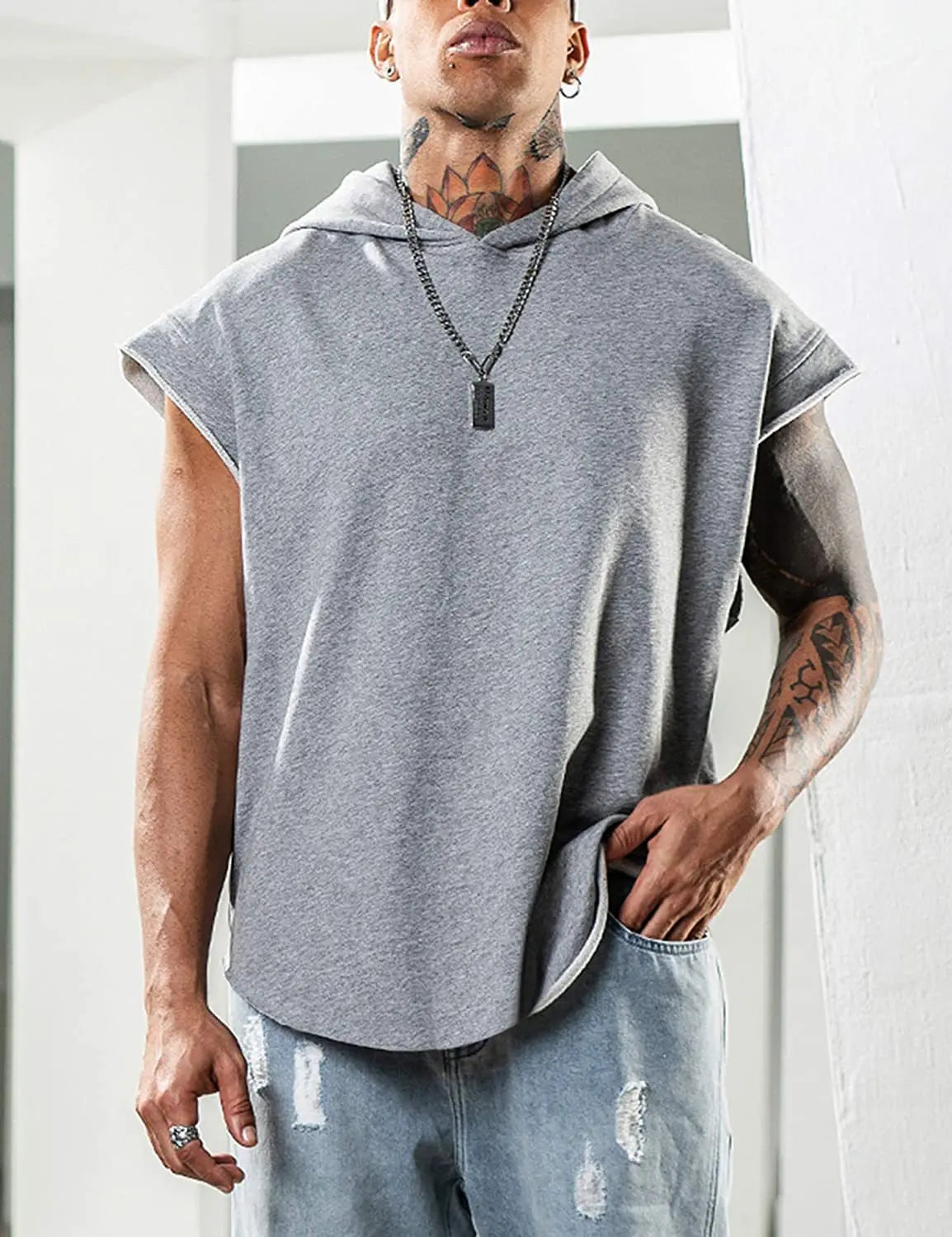 New Autumn Exercise Vest Oversized Fitness and Fitness  Skin-Friendly and Comfortable Sleeveless With Men's Hoodie